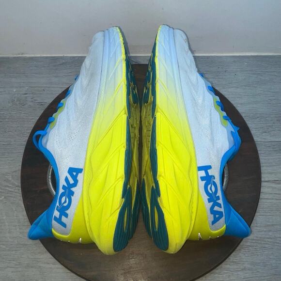 Hoka One One Arahi 6 Mens Size 11.5D Blue Yellow Athletic Running Shoes Sneakers